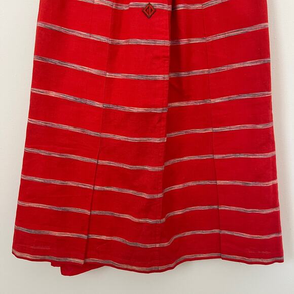 Vintage CHRISTIAN DIOR SPORTS Linen Red White Striped A-Line Skirt Size XS / S - Picture 3 of 11